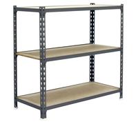 Rayonnage bois-métal léger sans vis 900x1000x300 - 3 niveaux Gris/Bois - SIMON RACK - 8435104954744