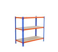 Rayonnage bois-métal léger sans vis 900x1100x500 - 3 niveaux Bleu/Bois - SIMON RACK - 8435104955123
