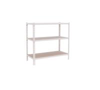 Rayonnage bois-métal léger sans vis 900x1200x300 - 3 niveaux Blanc/Bois - SIMON RACK - 8425437077180