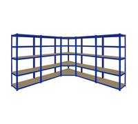 Rayonnage d'Angle - T-Rax - 4 Rayonnages - 900mm x 450mm x 1800mm - MDF - Bleu
