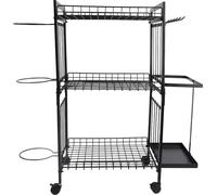 Rayonnage de stockage, 3 niveaux, design mobile, noir