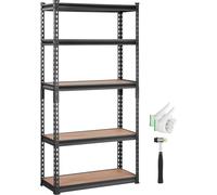 Rayonnage de stockage VEVOR 907,2kg Capacité de charge totale 181,4kg par rayonnage Rayonnage de cave Acier carbone SPCC + panneaux MDF Rayonnage emboîtable 75x30x152cm Rayonnage d'atelier Rayonnage l