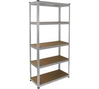 Rayonnage E-Rax à 5 Niveaux en Acier Galvanisé 90 x 40 x 180 cm Charge de 1000KG Argent G