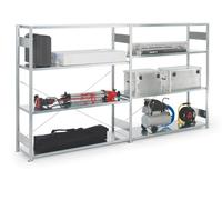 Rayonnage emboîtable à grande capacité H2000xL1700xP600mm Rayonnage annexe galvanisé argenté 4 tablettes en acier