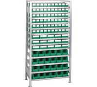 Rayonnage emboîtable H2000xL1000xP400mm Rayonnage annexe 14 tablettes acier 60 x 3, 15 x 4 24 x MK4 transparent