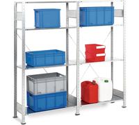 Rayonnage emboîtable H2000xL2000xP400mm, galvanisé, 8 montants acier, capacité 150kg, travée 300kg
