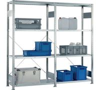 Rayonnage emboîtable H2000xL2000xP400mm, galvanisé, 8 montants acier, capacité 150kg, travée 900kg