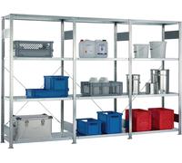 Rayonnage emboîtable H2000xL3000xP400mm, galvanisé, 12 éléments en acier, capacité 150kg, travée 1650kg