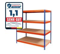 Rayonnage Étagère charge lourde Tôle d'acier 4 Étages Bleu-orange 200 x 150 x 80 cm | Charge Max : 1500 kg