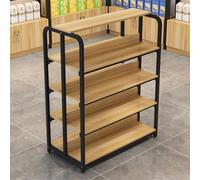 Rayonnage Gondola 4 Niveaux - Structure Acier Zingué & Plateaux Bois E1, Gondole Magasin Double Face Montage Sans Outils pour Supermarché(120 * 130cm/47.2 * 51.1in)