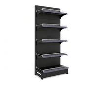 Rayonnage Gondole 5 Niveaux Sans Outils - Capacité 70 kg par Niveau avec Panneau Arrière Renforcé & Garde-Corps, Gondole de Supermarché(73 * 165cm/28.7 * 64.9in)