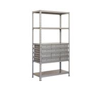 Rayonnage léger tri de bouteille sans vis 1800x900x400 - 5 niveaux Gris - SIMON RACK - 8435104944042
