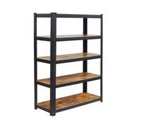 Relaxdays Étagère Lourde en Acier/MDF, 5 Niveaux, Aspect Bois, 500 kg, 180 x 100 x 40 cm, Noir/Marron
