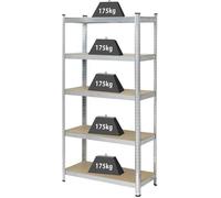 Rayonnage lourd TOOLCRAFT TO-7863108 175 kg (l x H x P) 900 x 1800 x 400 mm métal, MDF traité par galvanisation galvanisé, argent