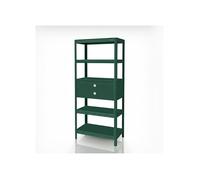 Rayonnage métallique atelier vert JOHNNY 5 étagères 2 tiroirs 180x80x42
