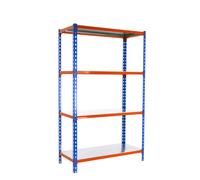 Rayonnage métallique léger sans vis 1500x1200x400 - 4 niveaux Bleu/Orange - SIMON RACK - 8425437076756