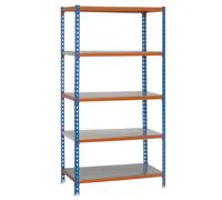 Rayonnage métallique léger sans vis 1800x900x300 - 5 niveaux Bleu/Orange - SIMON RACK - 8435104912683