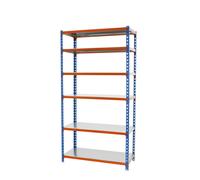 Rayonnage métallique léger sans vis 2500x800x500 - 6 niveaux Bleu/Orange - SIMON RACK - 8435104954034
