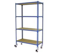 Rayonnage mobile bois-métal léger sans vis 1575x1100x300 - 4 niveaux Bleu - SIMON RACK - 8435104963456