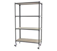 Rayonnage mobile bois-métal léger sans vis 1575x1100x400 - 4 niveaux Gris - SIMON RACK - 8435104963609