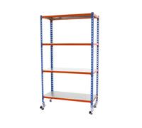 Rayonnage mobile métallique léger sans vis 1575x1100x400 - 4 niveaux Bleu/Orange - SIMON RACK - 8435104963135