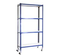 Rayonnage mobile métallique léger sans vis 1575x1100x500 - 4 niveaux Bleu/Blanc - SIMON RACK - 8435104963289