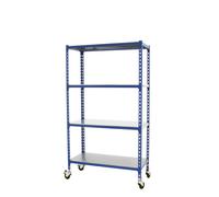 Rayonnage mobile métallique léger sans vis 1575x800x400 - 4 niveaux Bleu - SIMON RACK - 8435104963029