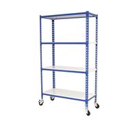 Rayonnage mobile métallique léger sans vis 1575x900x300 - 4 niveaux Bleu/Blanc - SIMON RACK - 8435104962886