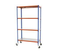 Rayonnage mobile métallique léger sans vis 1575x900x400 - 4 niveaux Bleu/Orange - SIMON RACK - 8435104963050