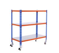Rayonnage mobile métallique léger sans vis 975x1100x500 - 3 niveaux Bleu/Orange - SIMON RACK - 8435104953198