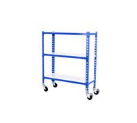 Rayonnage mobile métallique léger sans vis 975x800x400 - 3 niveaux Bleu/Blanc - SIMON RACK - 8435104952900