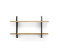 Rayonnage Mural Etagère Noir Profond/Chêne
