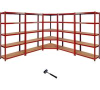 Rayonnage pour charges lourdes Rayonnage de stockage Rayonnage d'atelier Rayonnage emboîtable Rayonnage d'angle Keller Set de 5 pièces rouge