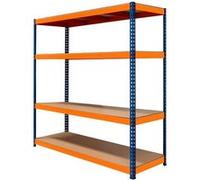 Rayonnage SRax Rangement Industriel 4 Étagères 300kg Garage Stockage Atelier Bleu