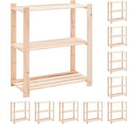 Rayonnages de stockage 3 étagères 10 pcs. 80x38x90cm pin massif 150kg