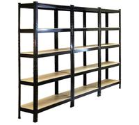 Rayonnages - T-Rax - 3 étagères - Noir - 750x300x1500mm - MDF solide