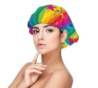 Rayons de confettis arc-en-ciel et étoiles,Bonnet de nuit en satin pour adulte - Bonnet de nuit élastique pour femme, couvre-cheveux de nuit