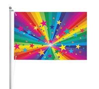 Rayons de confettis arc-en-ciel et étoiles,Drapeau de jardin, bannière décorative, drapeau double face, 2 x 3 pieds, pour extérieur et intérieur
