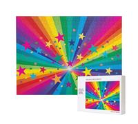 Rayons de confettis Arc-en-Ciel et étoiles,Puzzle Familial en Bois de 500 pièces pour Adultes et Adolescents, décoration d'intérieur