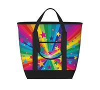 Rayons de confettis arc-en-ciel et étoiles,Sacs à lunch isothermes de grande capacité pour femmes et hommes