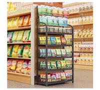 Rayons de supermarché, Chariot d'étagère de stockage de grande capacité à 3/4/ 5 niveaux avec roues for supermarché/cuisine/boulangerie, présentoir Commercial robuste(Black 5 Tier,L 60CM/24IN)