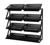 Rayons de supermarché, Étagère de rangement 43 pouces hauteur for panier magasin détail for collations, pommes terre, oignons, fruits et légumes, présentoir à ouverture biseautée for dépanneur(Black)