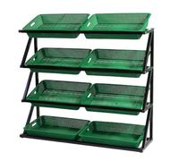 Rayons de supermarché, Étagère de rangement 43 pouces hauteur for panier magasin détail for collations, pommes terre, oignons, fruits et légumes, présentoir à ouverture biseautée for dépanneur(Green)