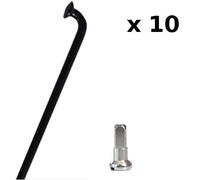 Rayons vélo noirs 2 mm avec écrous - Lot de 10 pièces ( 250 mm )
