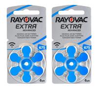 RAYOVAC Lot de 2 Blisters de 6 piles auditives Extra Advanced 675