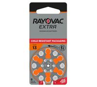 Rayovac Lot de 60 piles pour appareils auditifs Extra Size 13, alimentation durable, zinc-air, sans mercure, 1,45 V, emballage amélioré résistant aux enfants, recyclables, 60 pièces (10 paquets de 6)