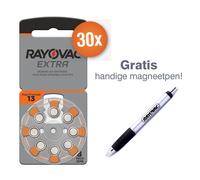 Rayovac pack économique de piles auditives type 13 (orange) - 30 x 8 pièces avec stylo magnétique gratuit