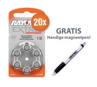 Rayovac pack économique piles pour appareils auditifs - Type 13 (orange) - 20 x 6 pièces + stylo magnétique gratuit
