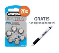 Rayovac pack économique piles pour appareils auditifs type 675 (bleu) 20 x 6 pièces avec stylo magnétique gratuit
