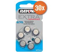 Rayovac piles pour appareils auditifs type 675 (bleu) - pack économique de 30 x 6 pièces avec testeur de piles gratuit